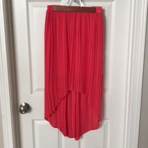 Coral Pleated Hi-Low Skirt